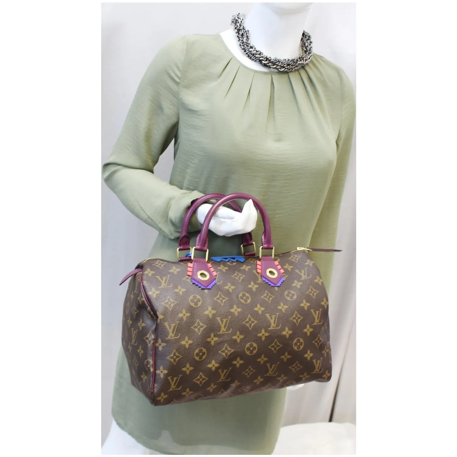 Louis Vuitton Totem Speedy 30 Monogram Canvas Satchel Bag Brown