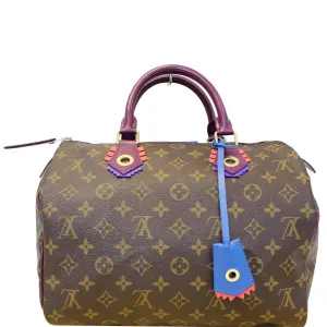 Louis Vuitton Totem Speedy 30 Monogram Canvas Satchel Bag Brown