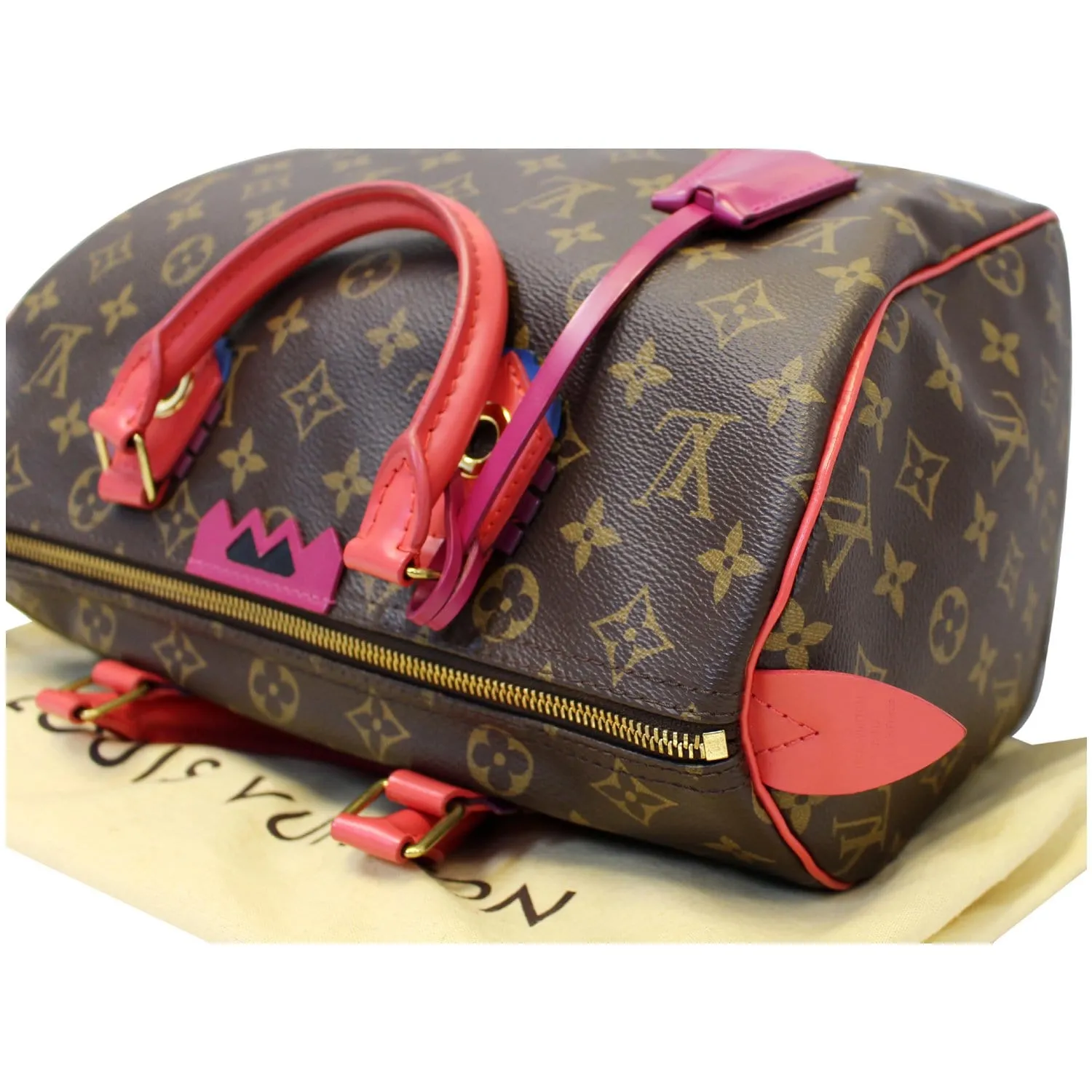 Louis Vuitton Totem Speedy 30 Monogram Canvas Satchel Bag Brown