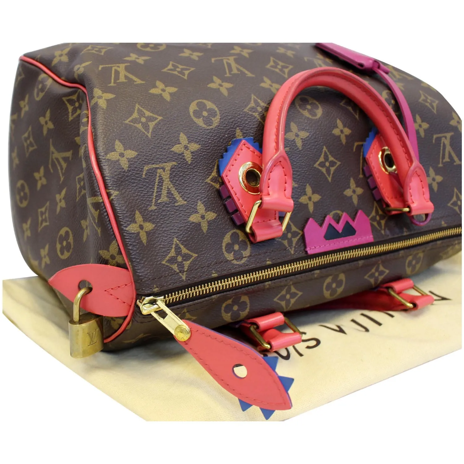 Louis Vuitton Totem Speedy 30 Monogram Canvas Satchel Bag Brown