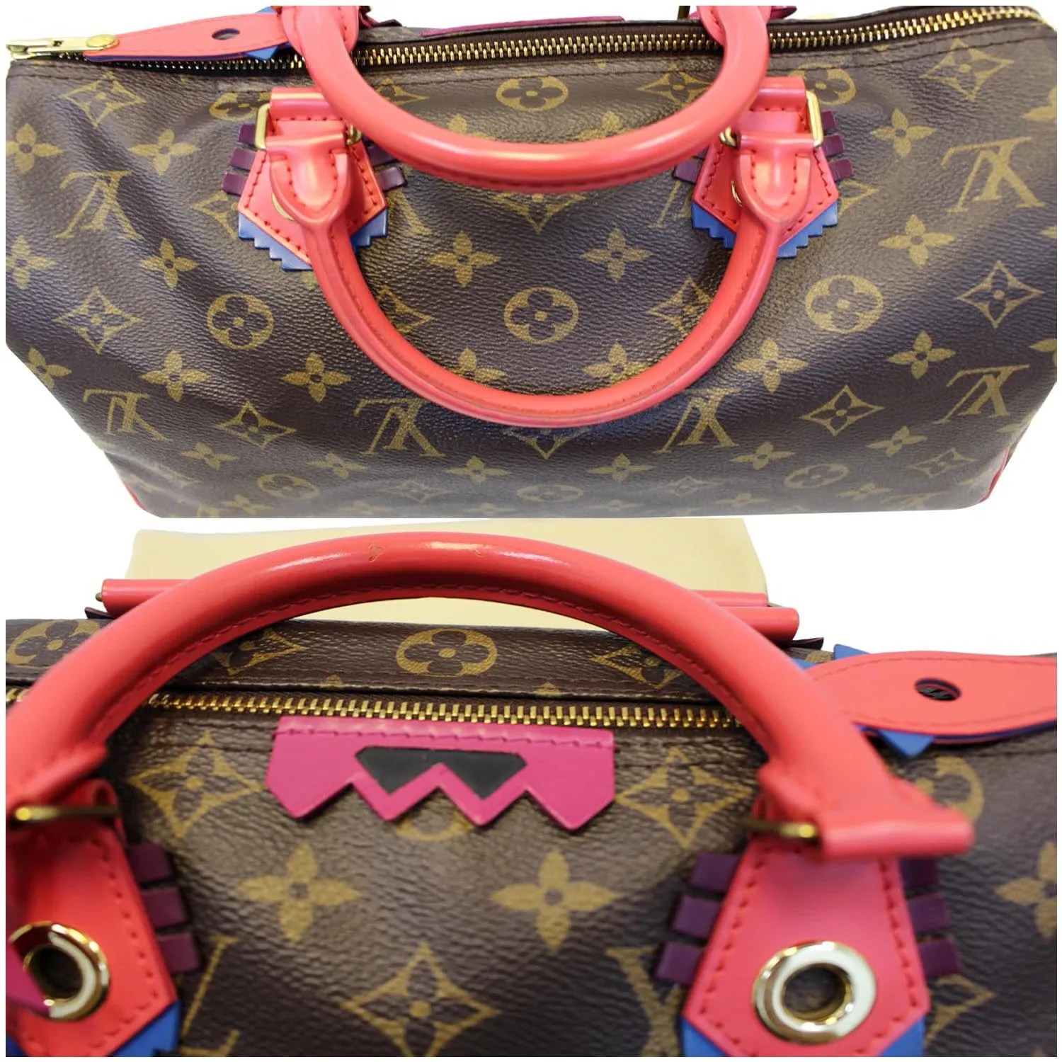 Louis Vuitton Totem Speedy 30 Monogram Canvas Satchel Bag Brown