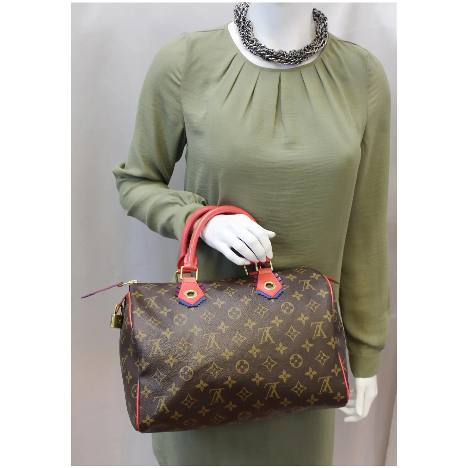 Louis Vuitton Totem Speedy 30 Monogram Canvas Satchel Bag Brown