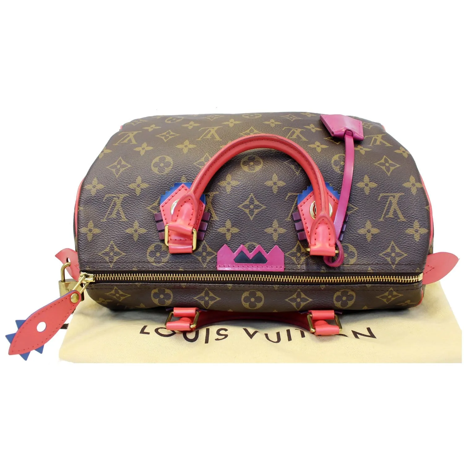 Louis Vuitton Totem Speedy 30 Monogram Canvas Satchel Bag Brown
