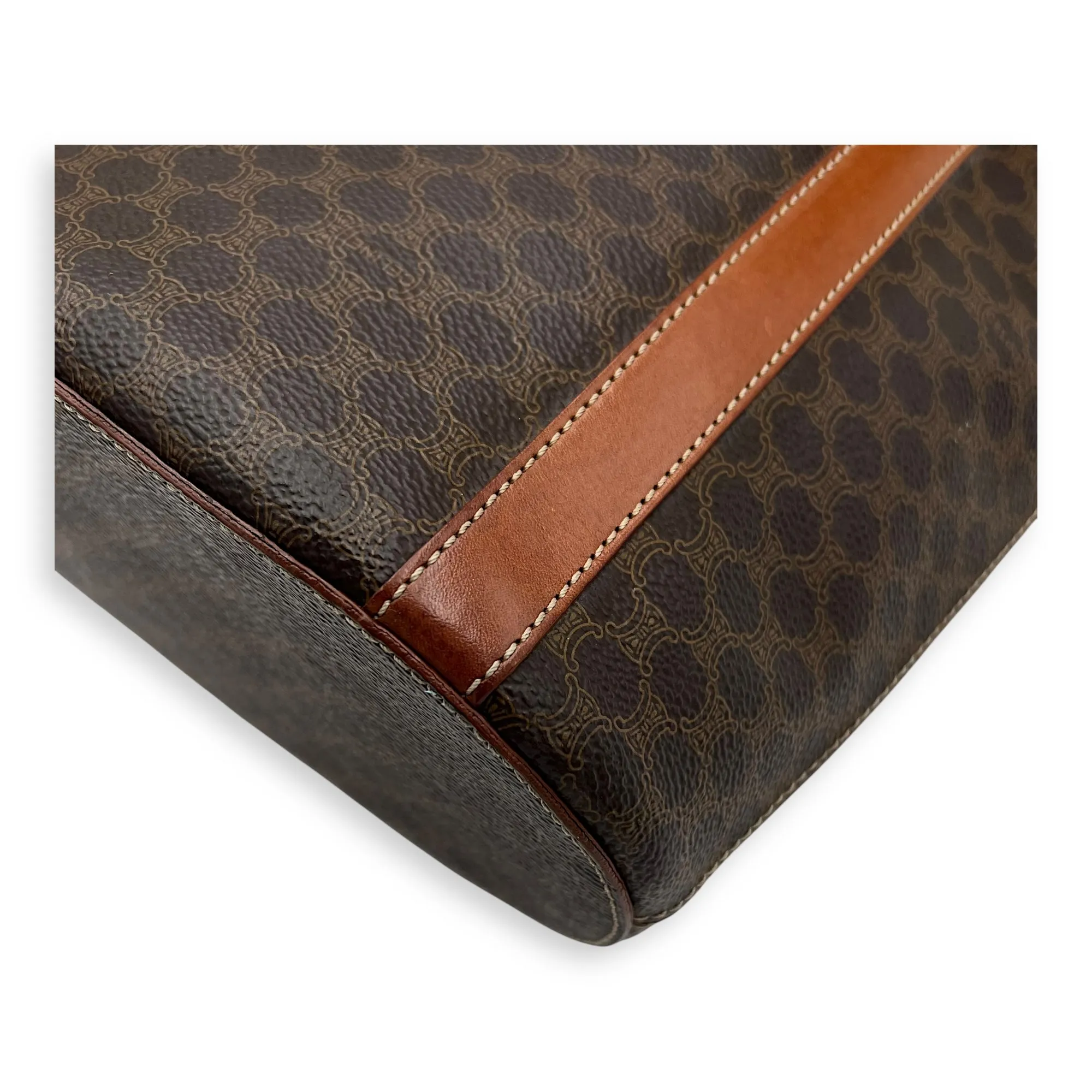 Macadam Tote Bag Brown in Coated Canvas, Gold hardware