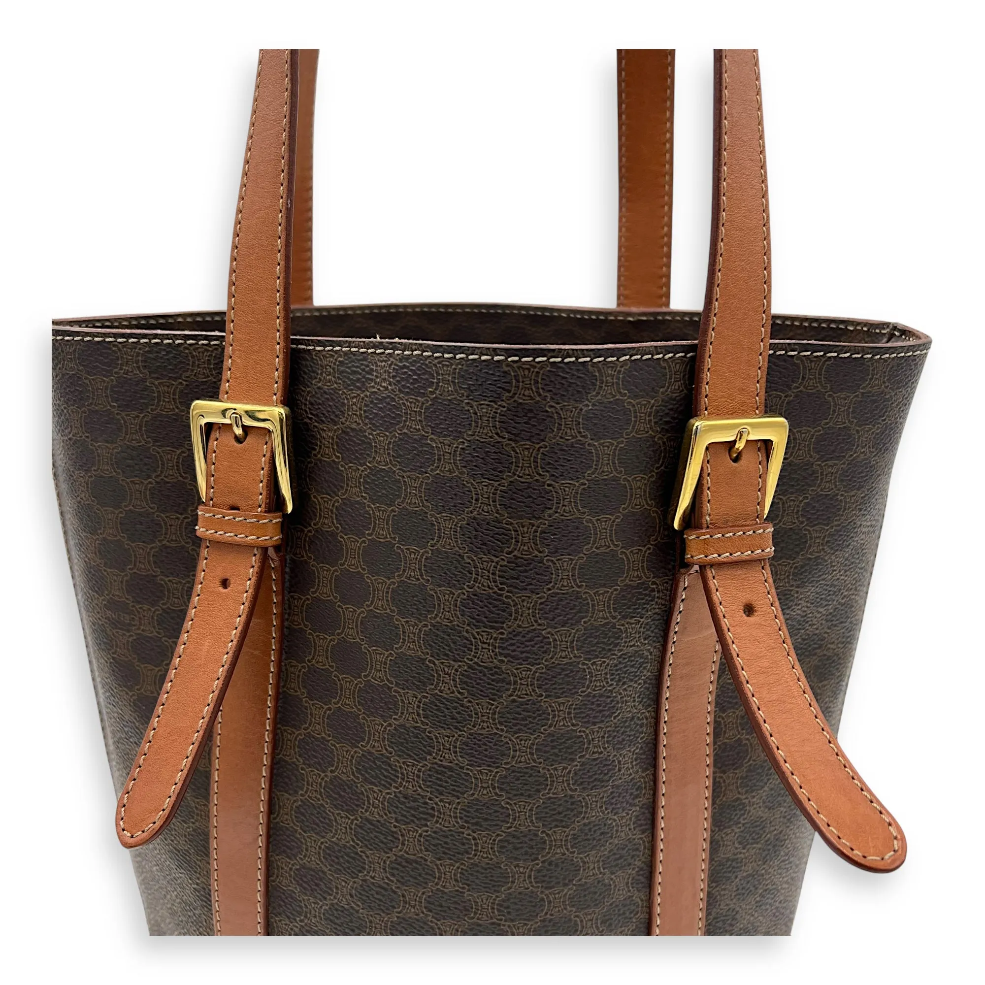 Macadam Tote Bag Brown in Coated Canvas, Gold hardware