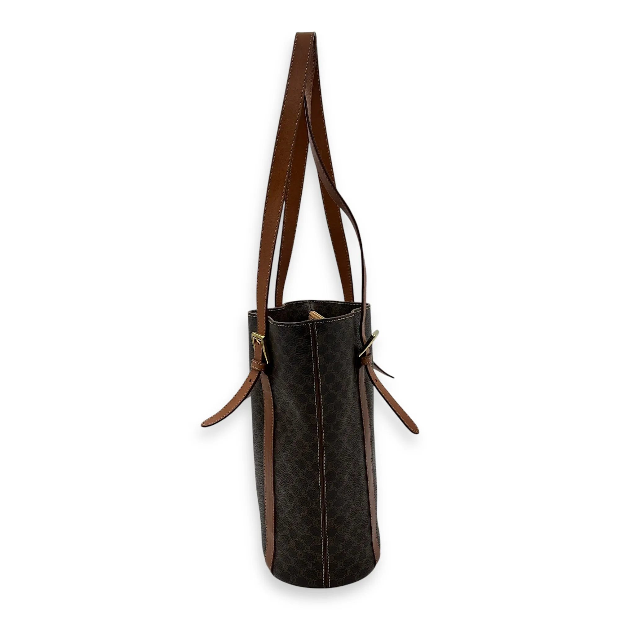 Macadam Tote Bag Brown in Coated Canvas, Gold hardware