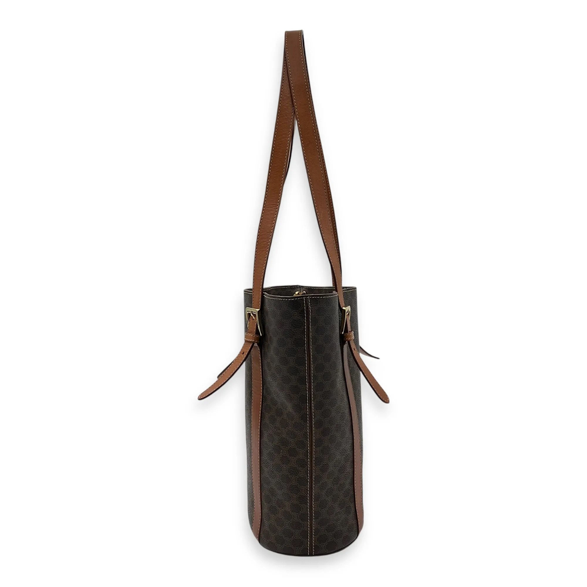 Macadam Tote Bag Brown in Coated Canvas, Gold hardware