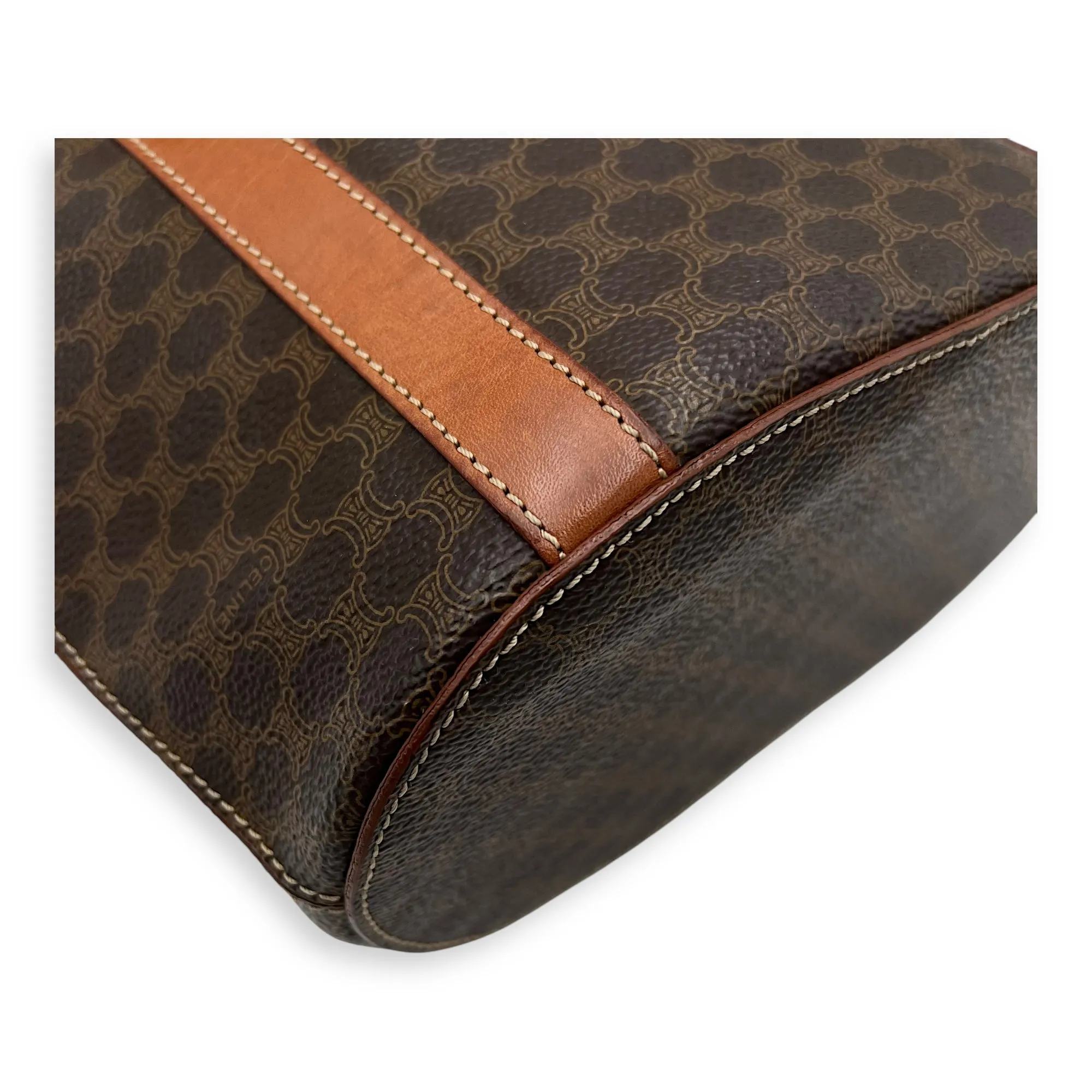 Macadam Tote Bag Brown in Coated Canvas, Gold hardware