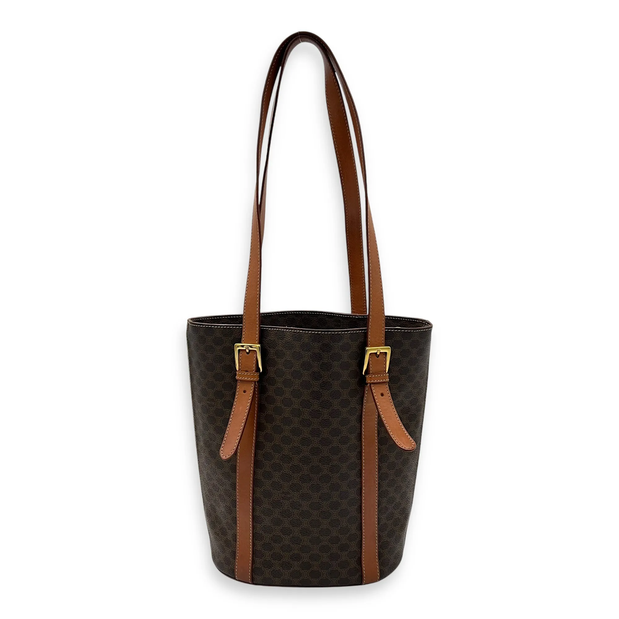 Macadam Tote Bag Brown in Coated Canvas, Gold hardware