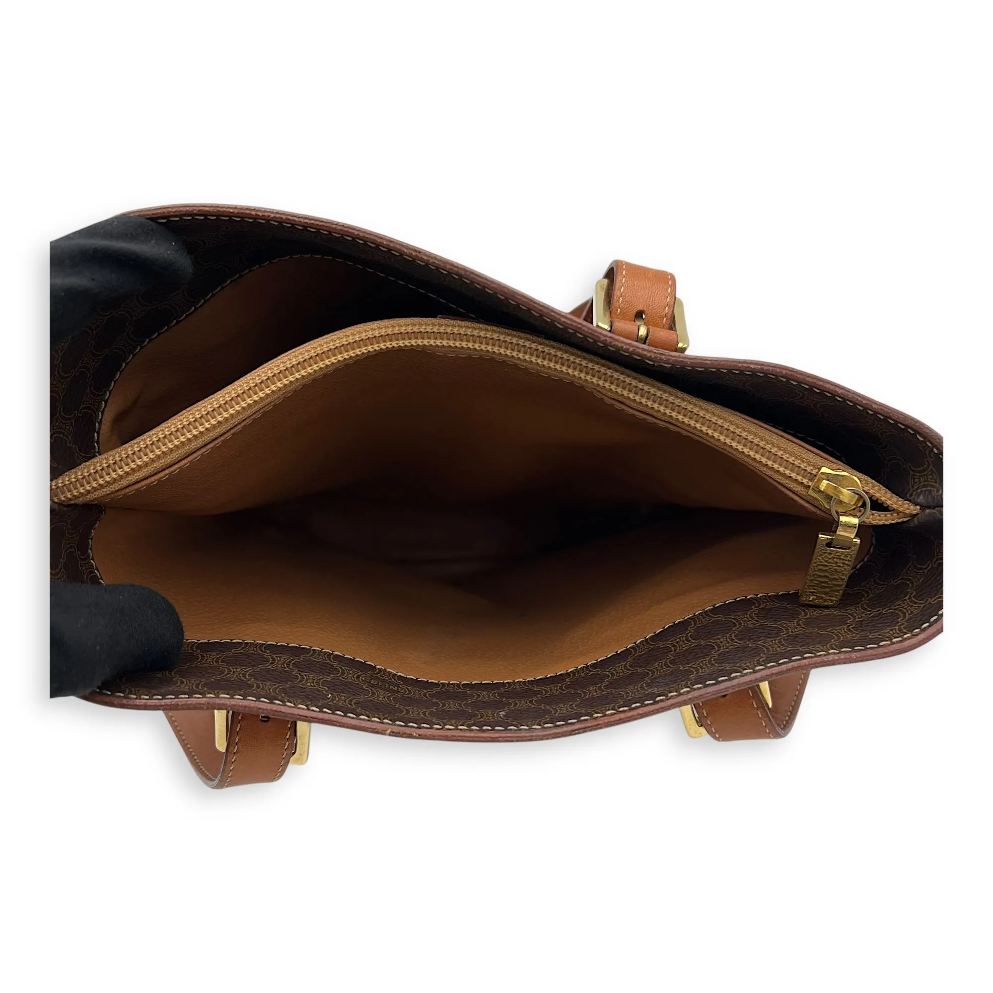 Macadam Tote Bag Brown in Coated Canvas, Gold hardware