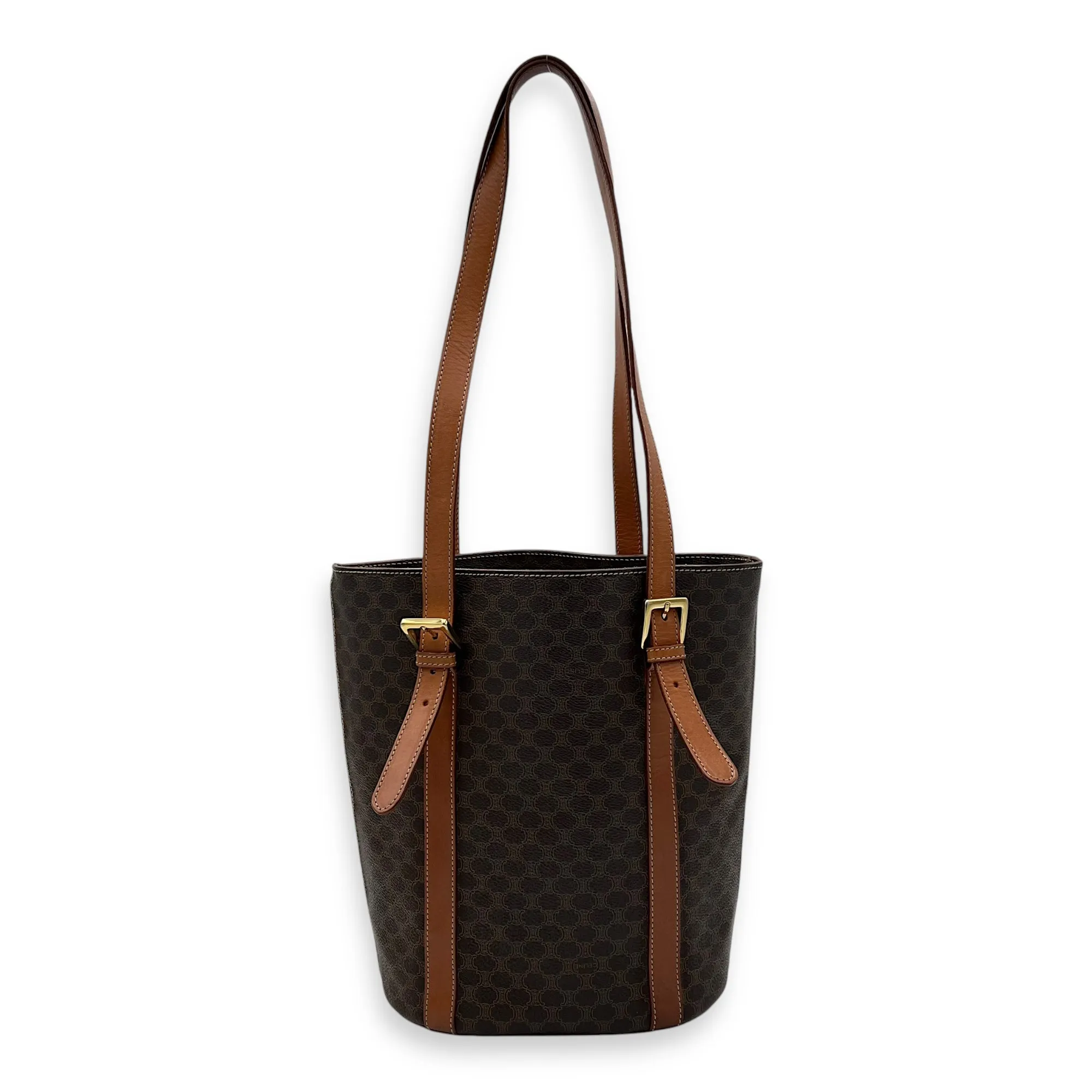 Macadam Tote Bag Brown in Coated Canvas, Gold hardware