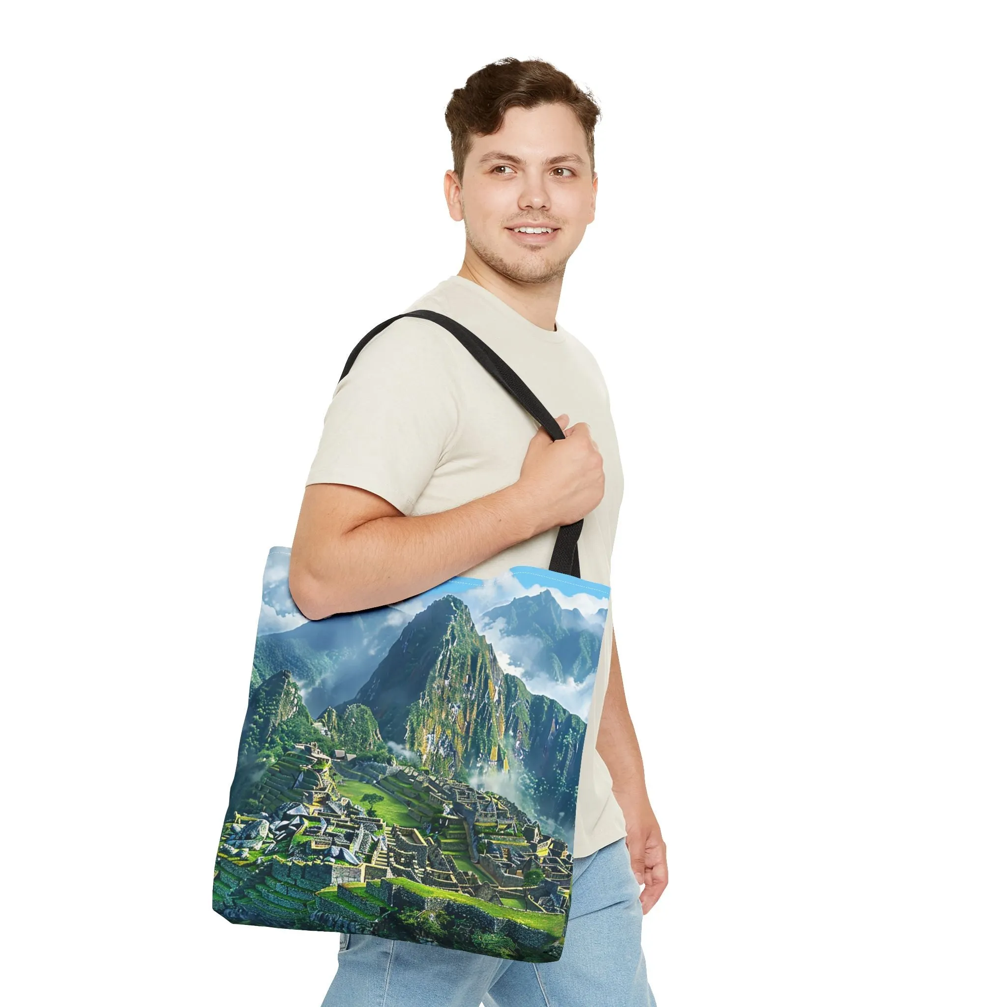 Machu Picchu Misty Peaks Tote Bag - Let the Mists of the Peruvian Andes Mountain Inspire Your Travels. Available in 3 sizes.