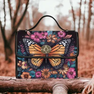 Magical Butterfly Celestial Satchel bag, Cottagecore spring forestcore crossbody purse, cute vegan leather strap goth bag hippies boho gift