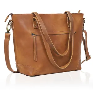 MARILYN BUFFALO LEATHER TOTE BAG-TAN