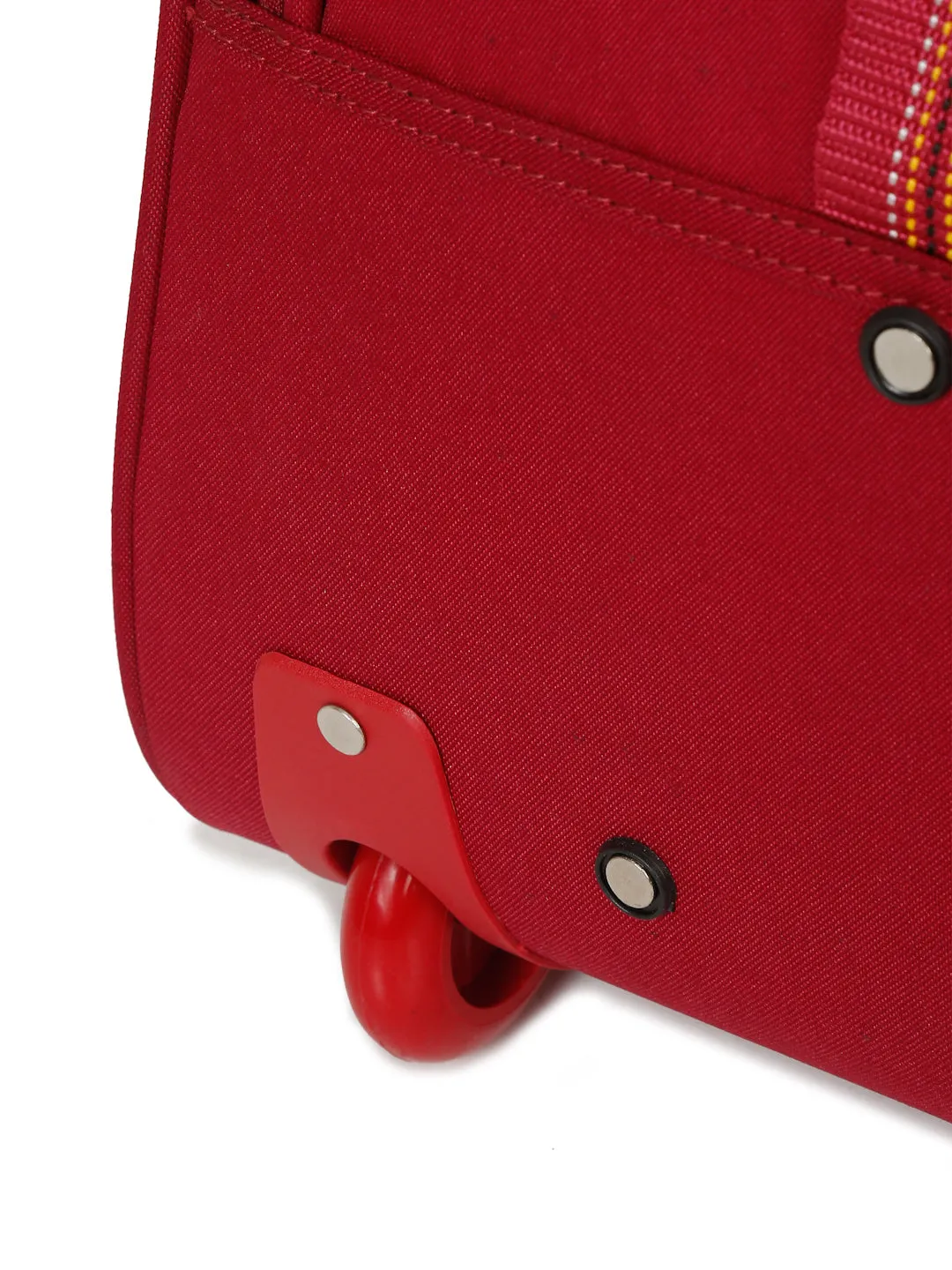 Maroon Printed Small Duffel Trolley Bag