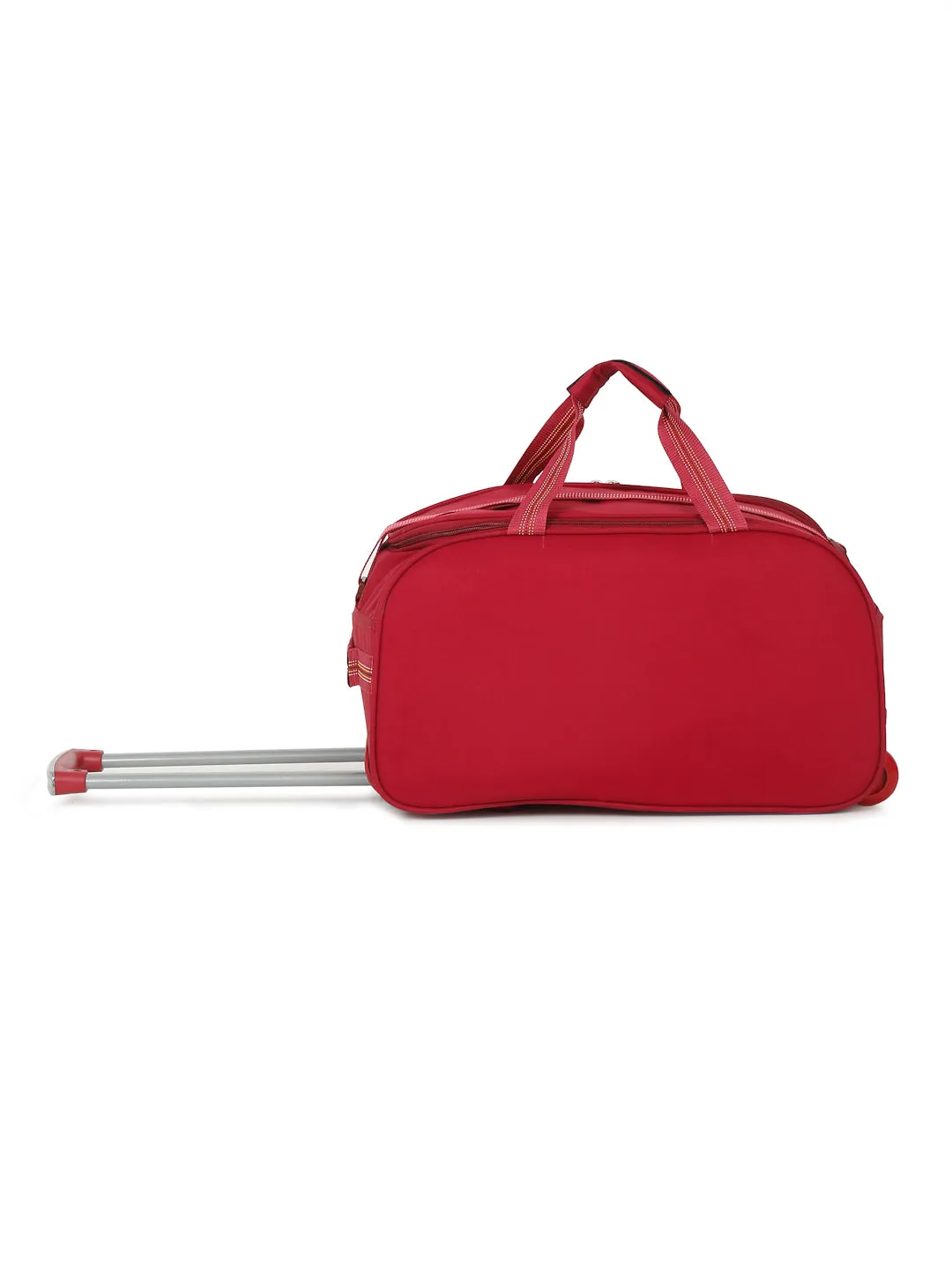 Maroon Printed Small Duffel Trolley Bag