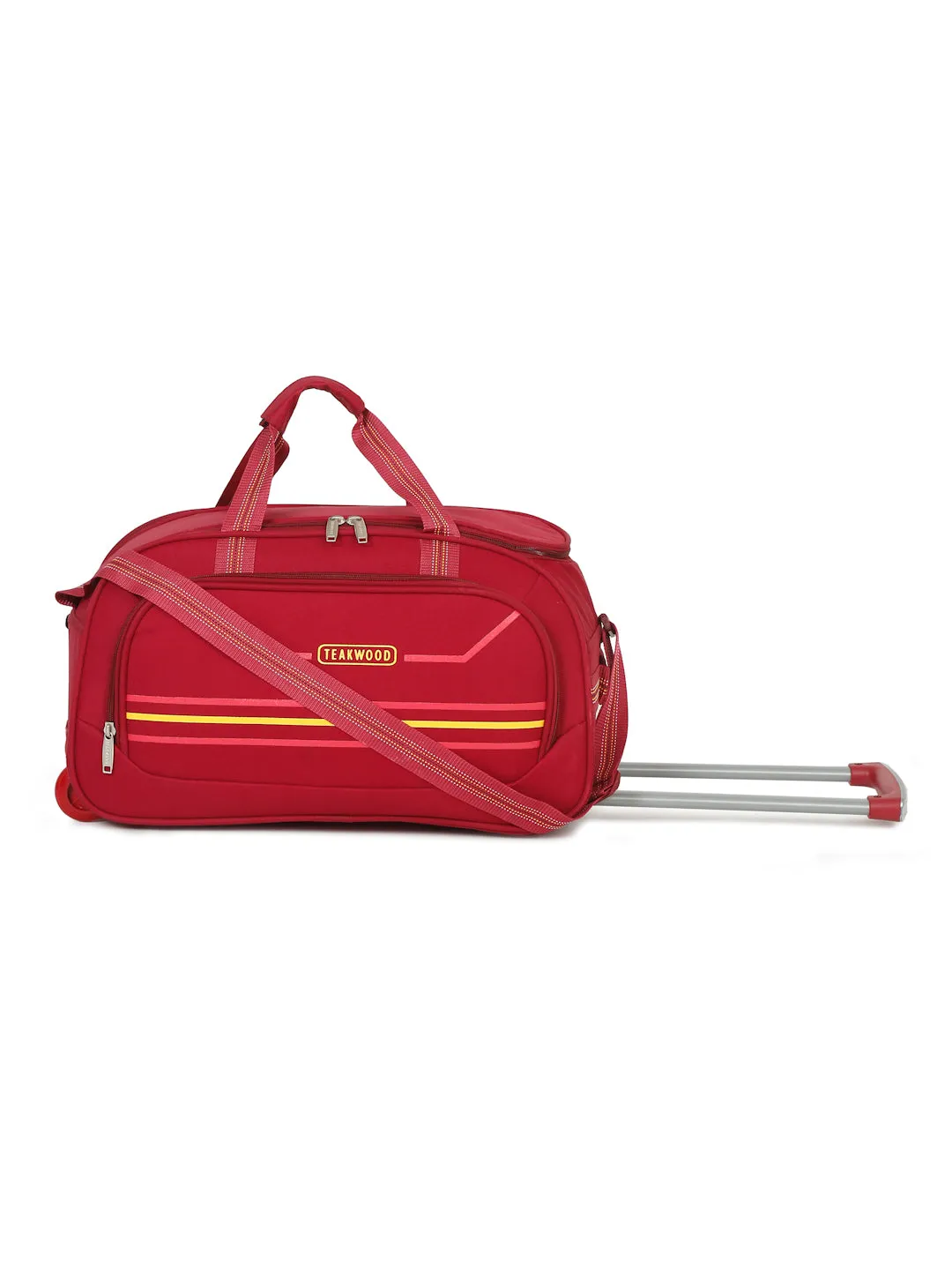 Maroon Printed Small Duffel Trolley Bag