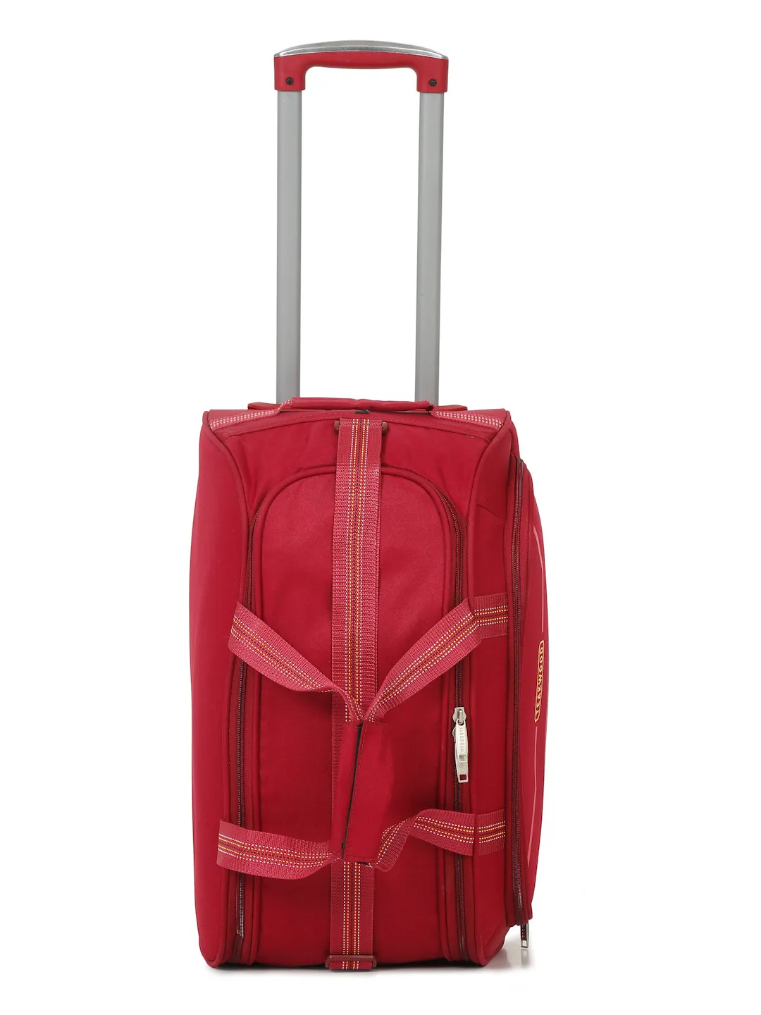 Maroon Printed Small Duffel Trolley Bag