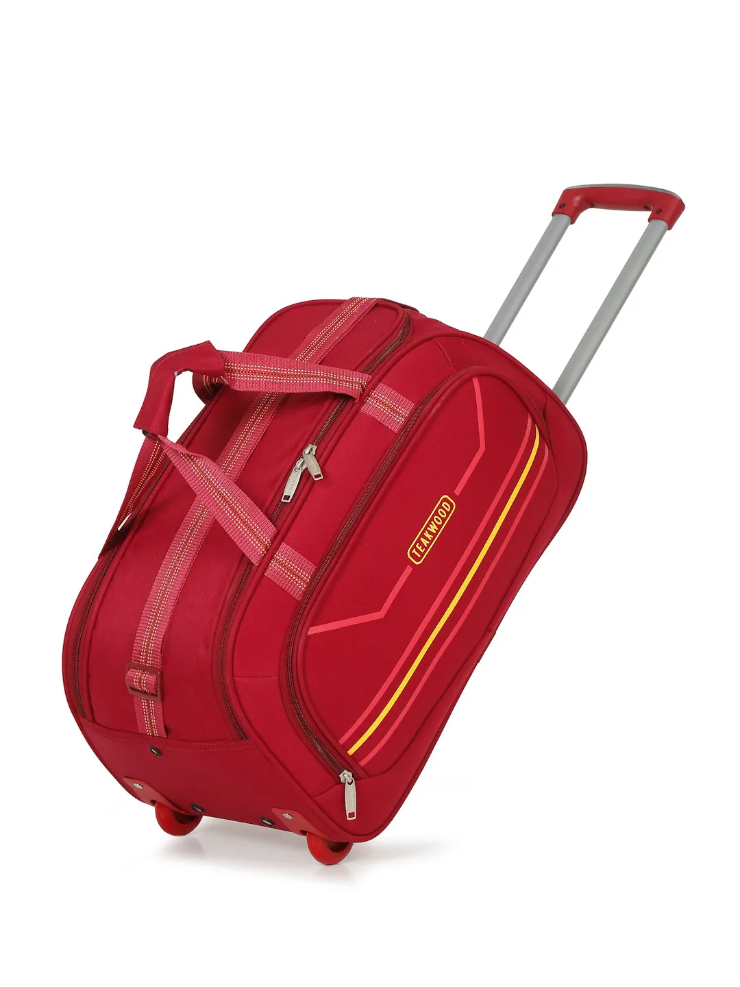 Maroon Printed Small Duffel Trolley Bag