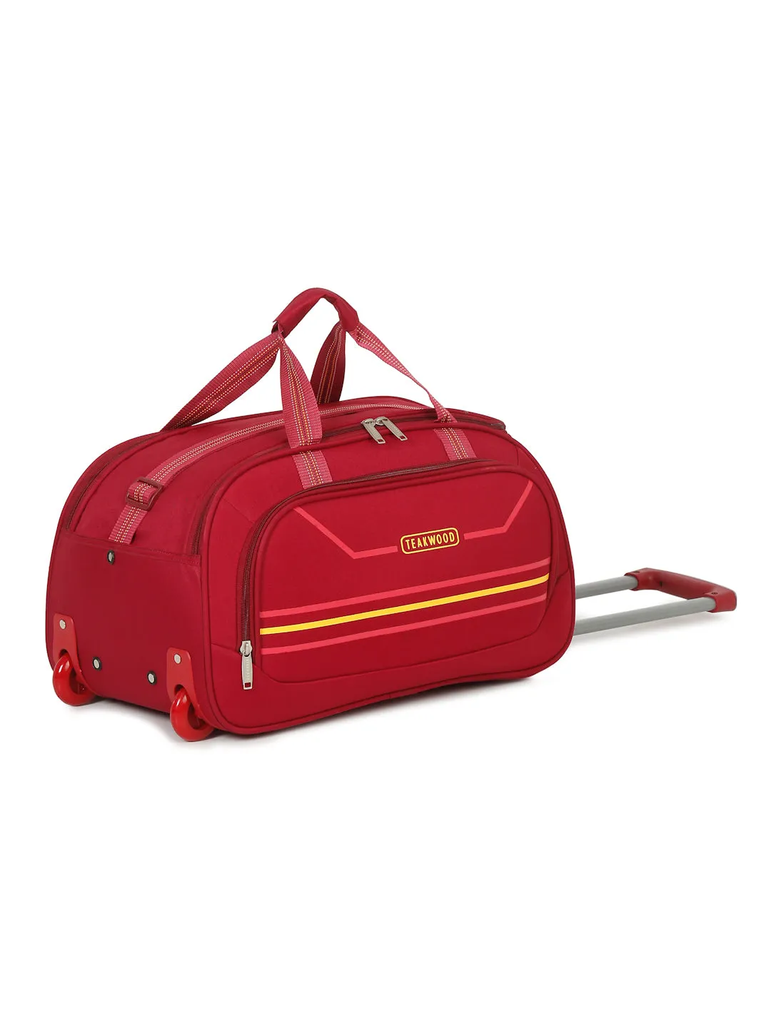 Maroon Printed Small Duffel Trolley Bag