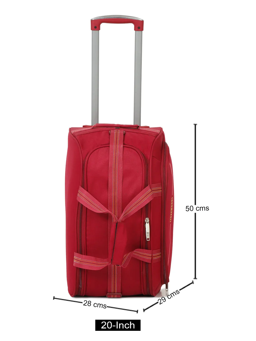 Maroon Printed Small Duffel Trolley Bag