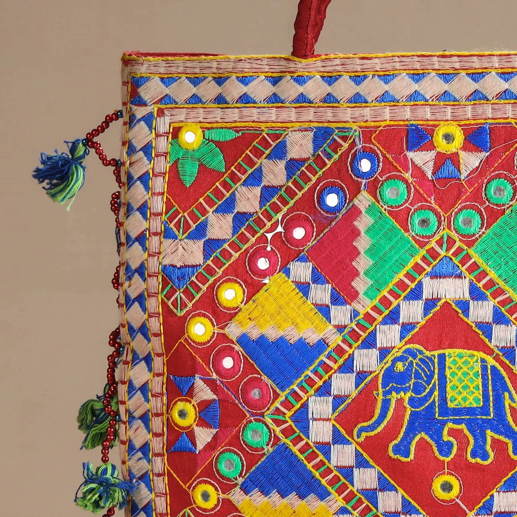 Marudhara Embroidered Shoulder Bag with Tassels