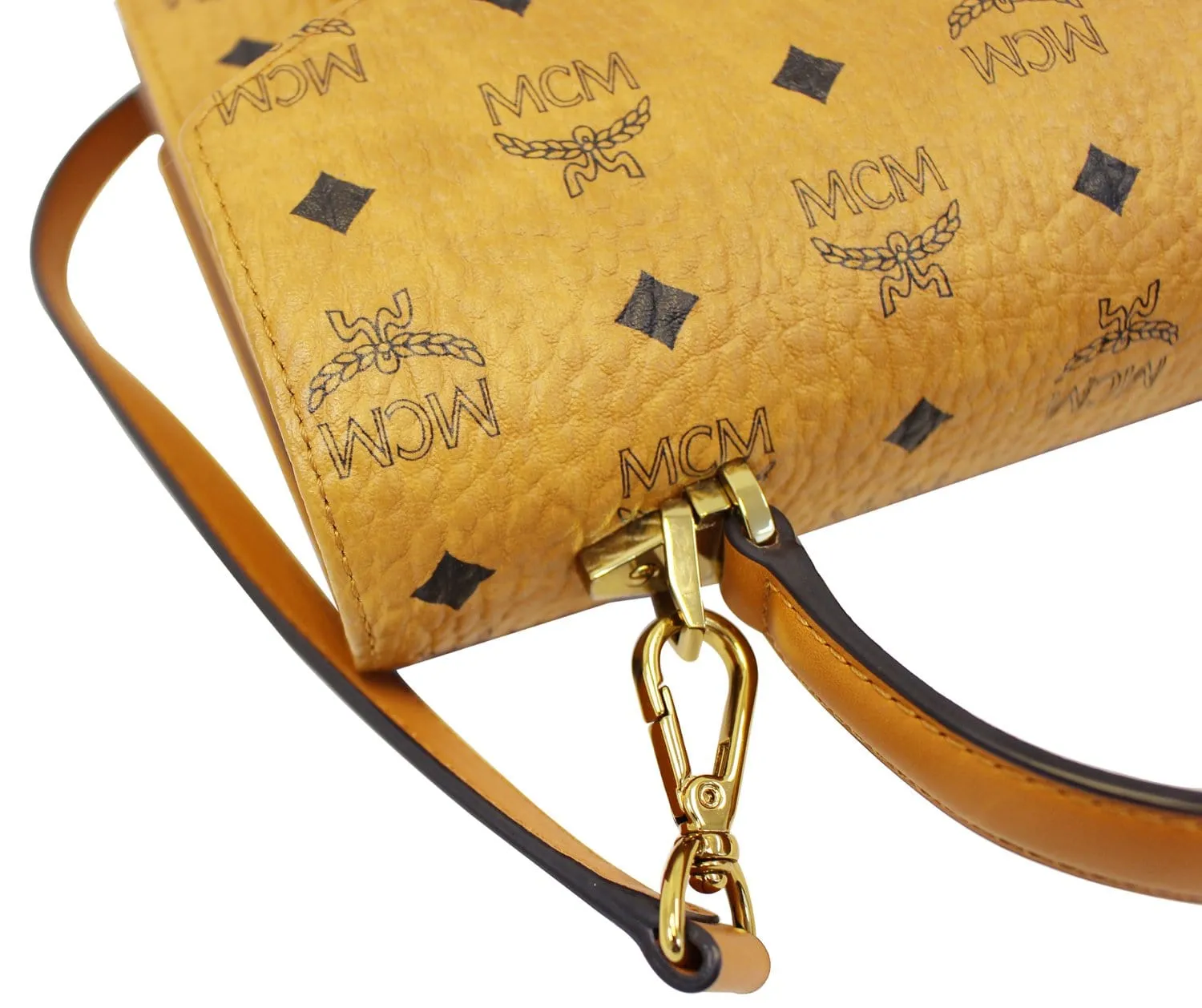 MCM Brown Canvas Classic Satchel Bag
