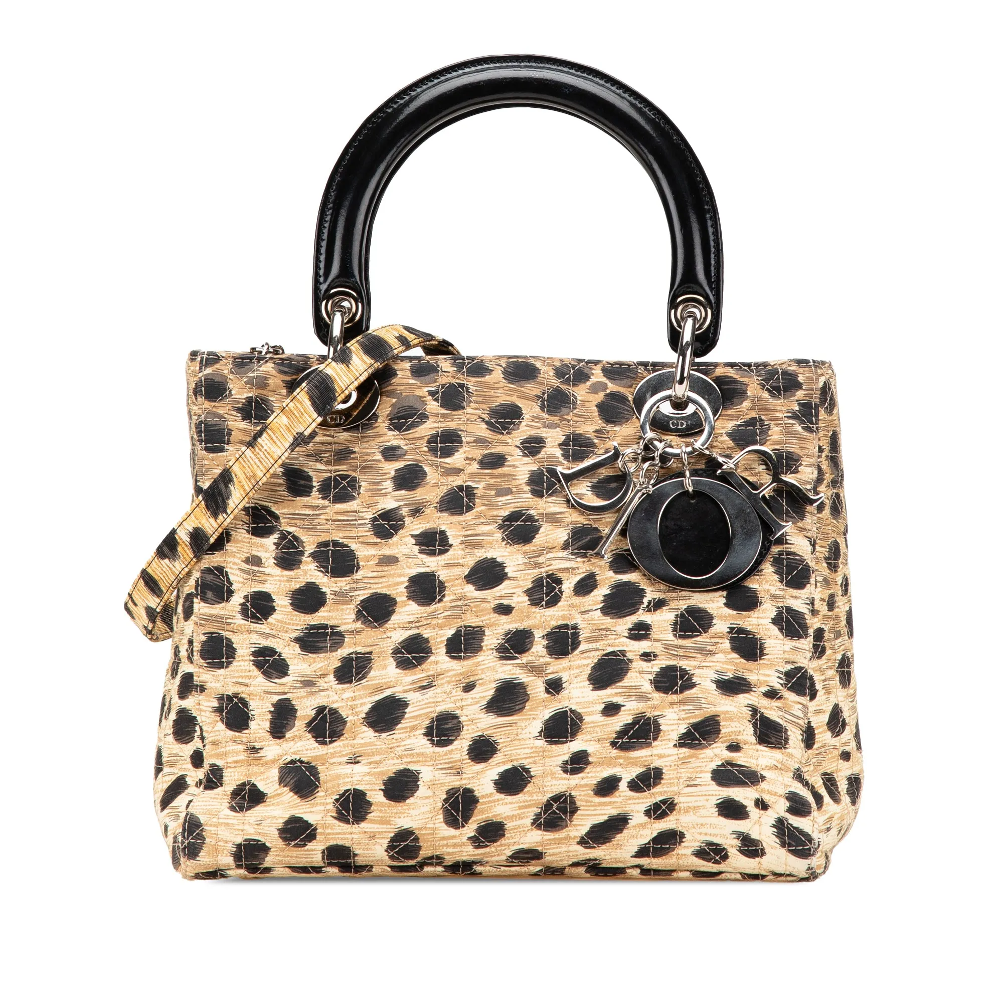 Medium Canvas Cannage Leopard Print Lady Dior
