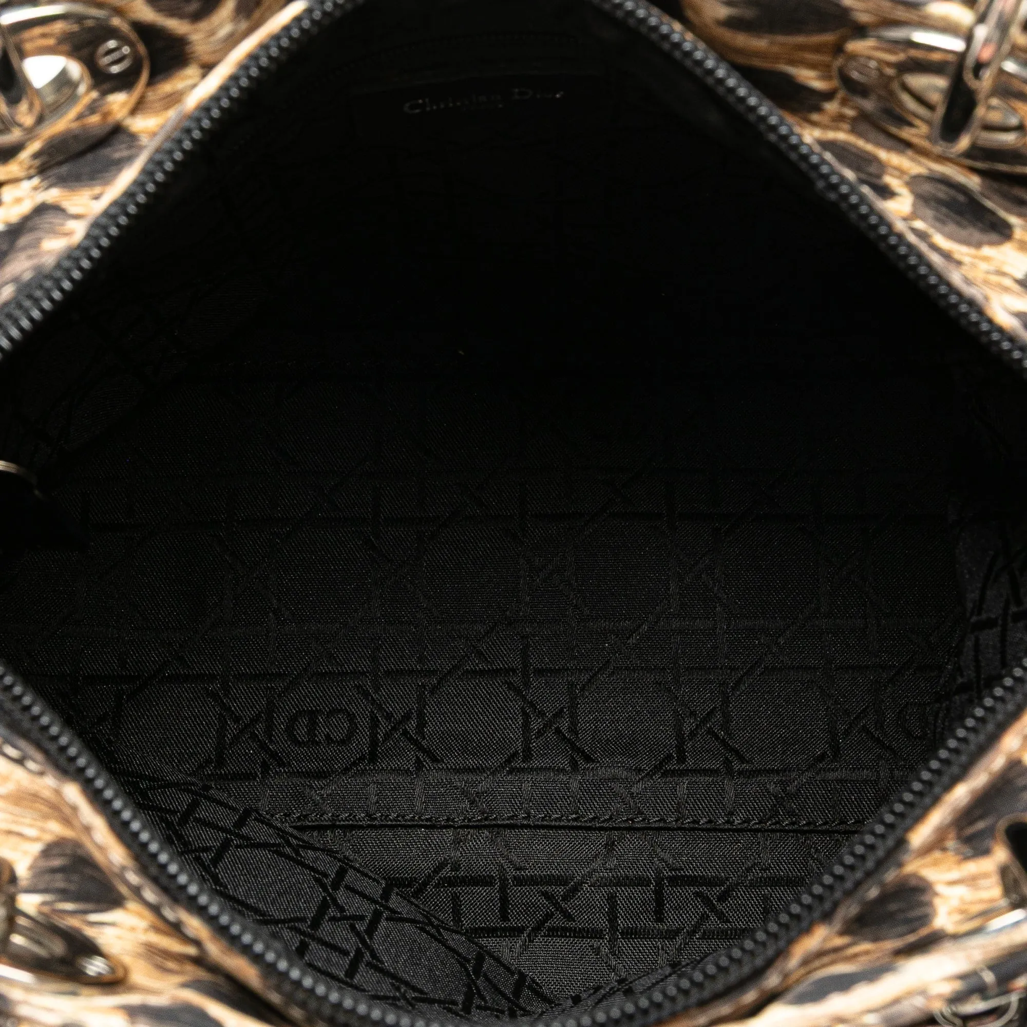 Medium Canvas Cannage Leopard Print Lady Dior