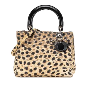 Medium Canvas Cannage Leopard Print Lady Dior