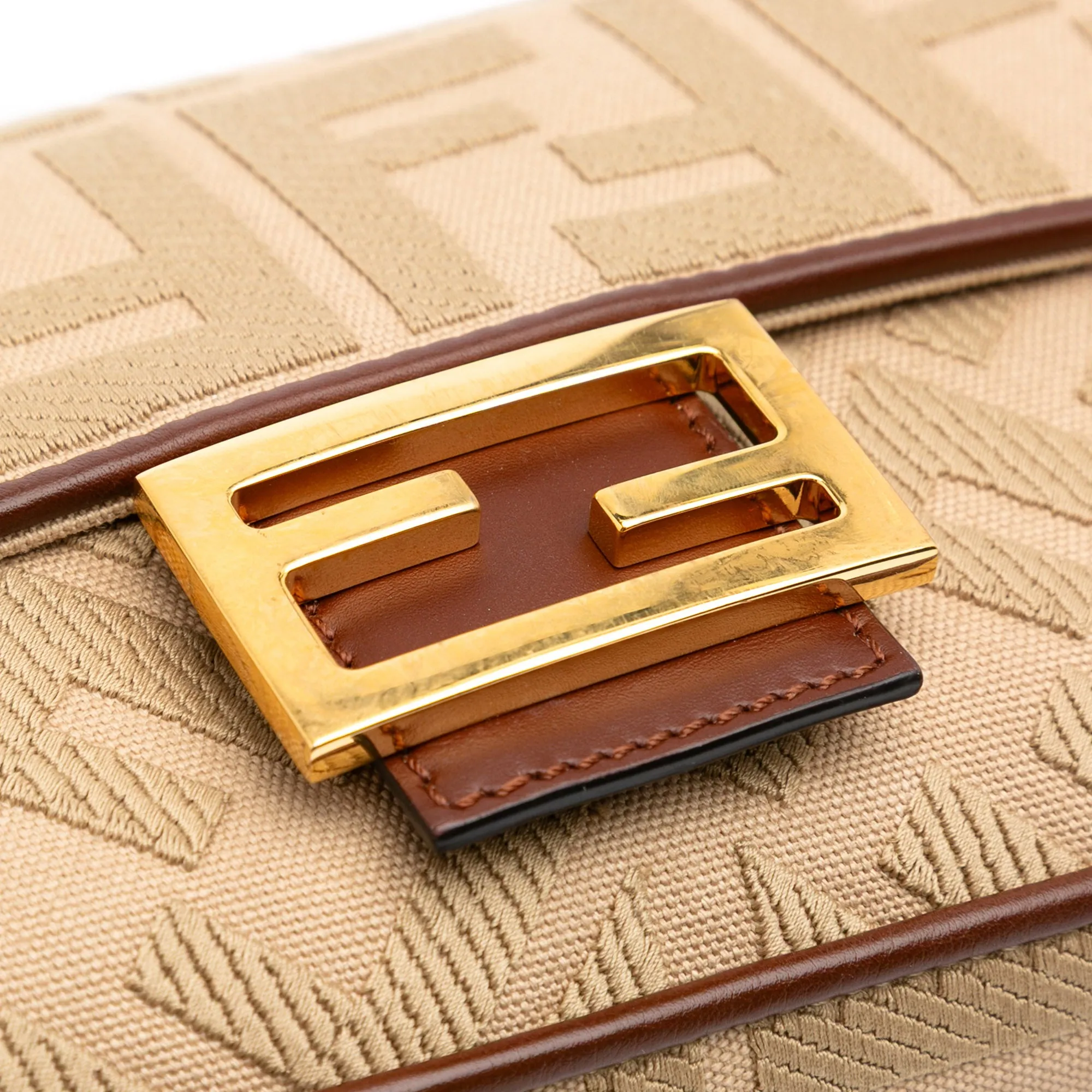 Medium Embroidered Canvas Baguette Satchel