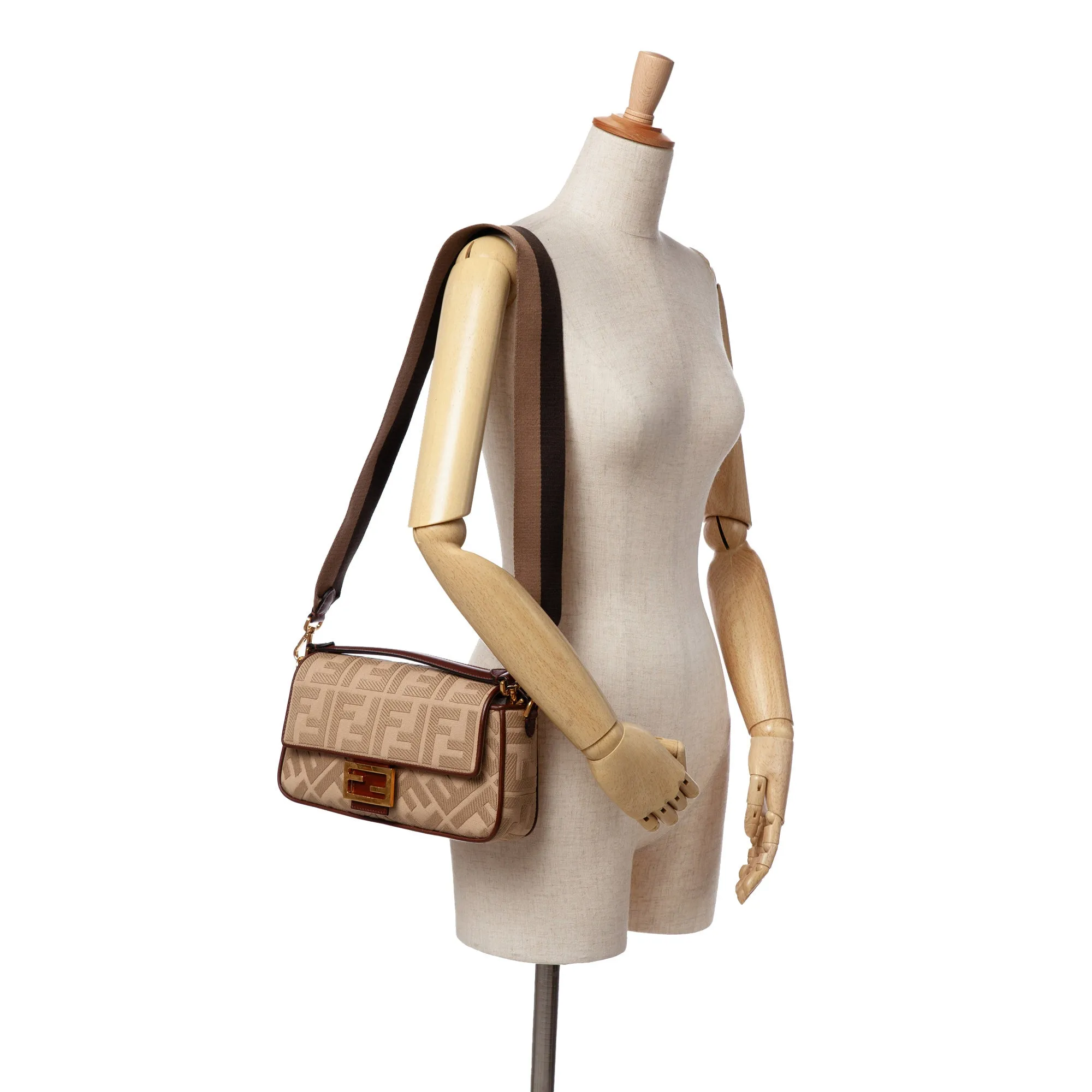 Medium Embroidered Canvas Baguette Satchel