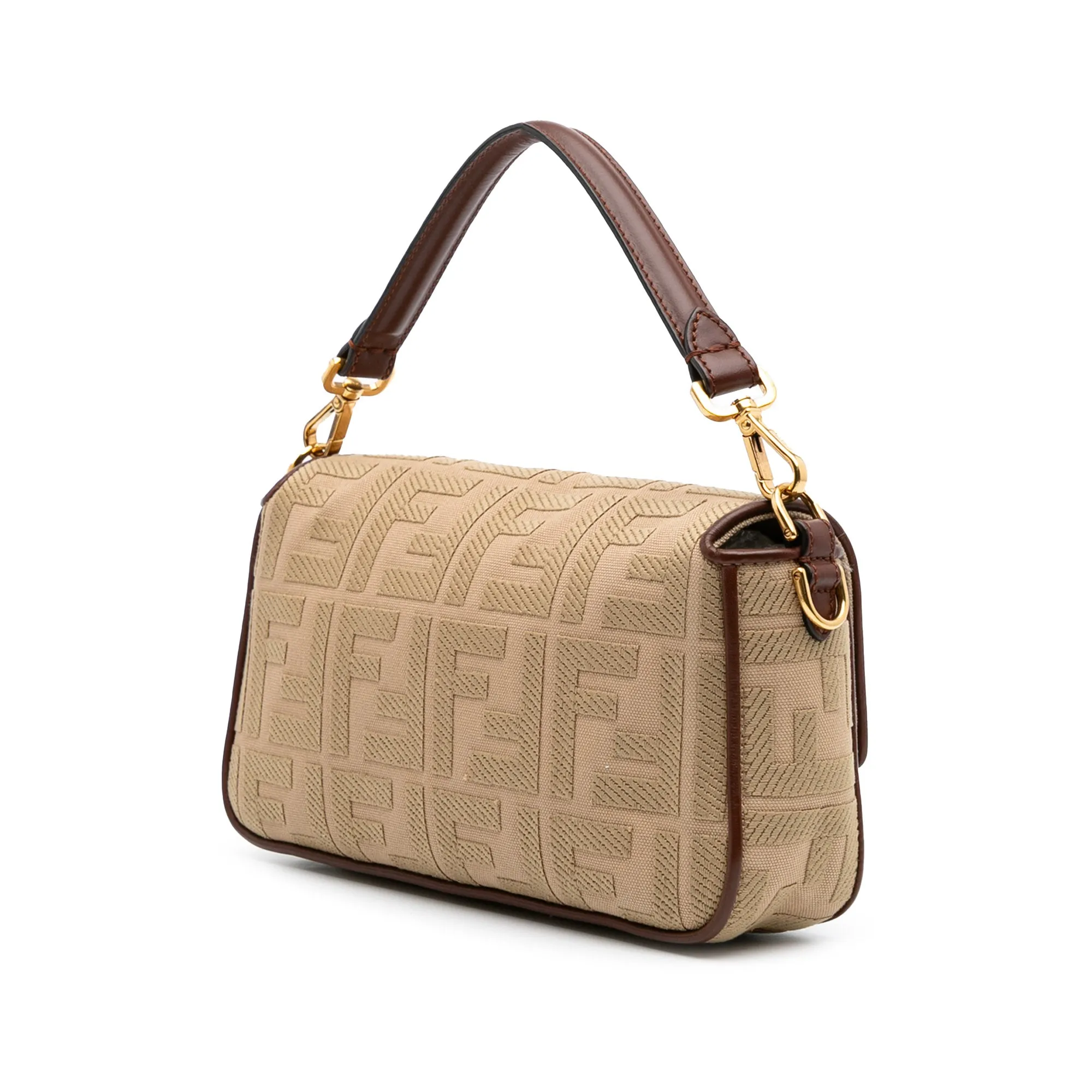 Medium Embroidered Canvas Baguette Satchel