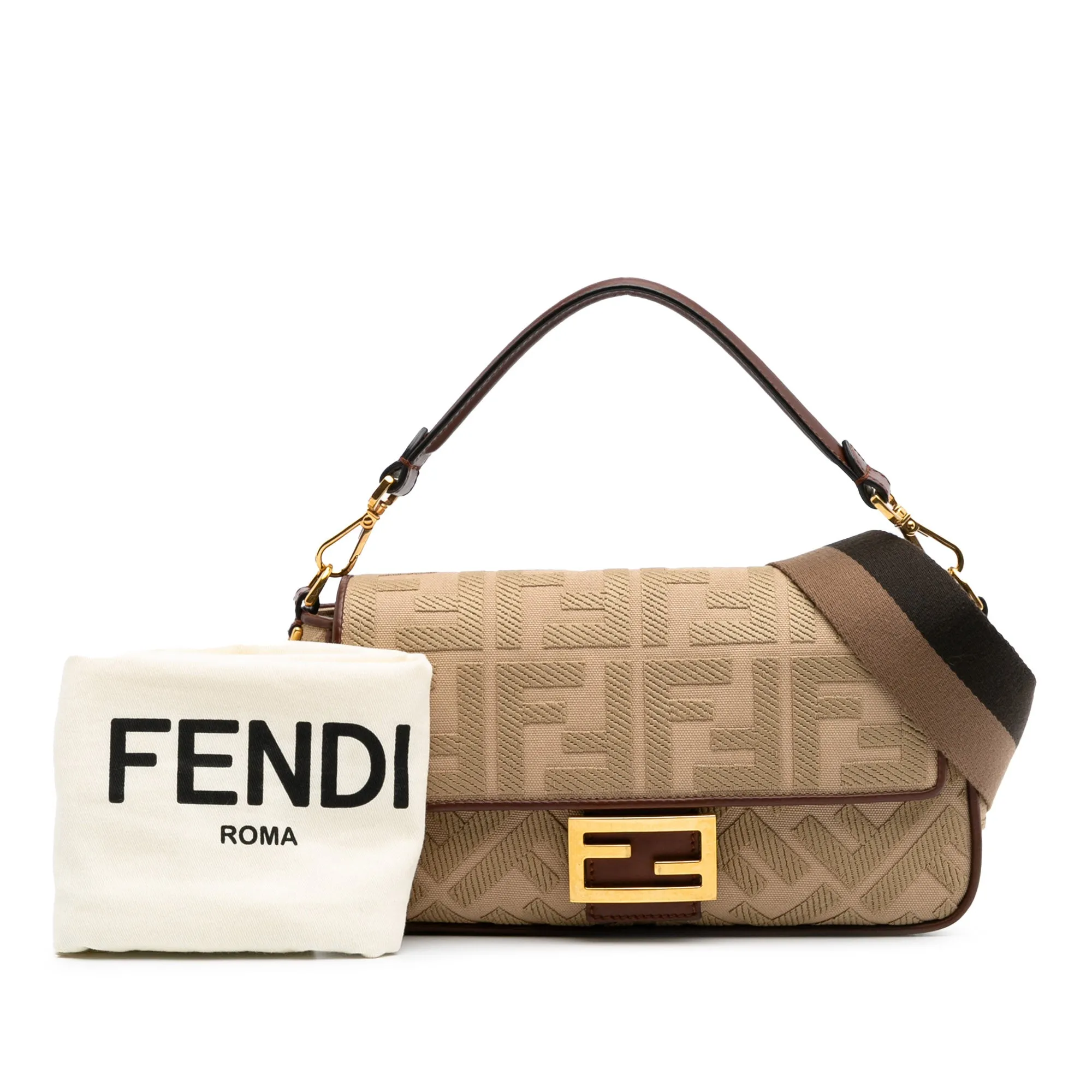 Medium Embroidered Canvas Baguette Satchel
