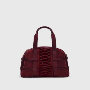 Medium Francesca suede braided bordeaux satchel