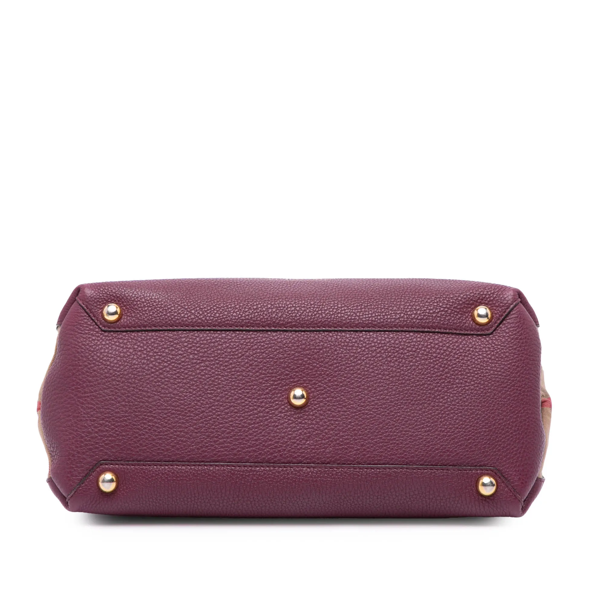 Medium Leather and House Check Banner Satchel
