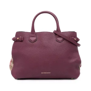 Medium Leather and House Check Banner Satchel