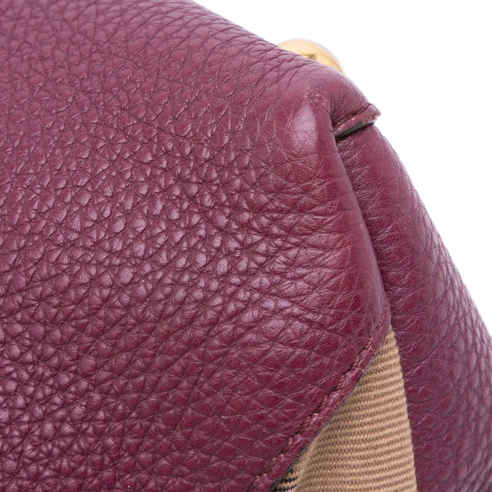 Medium Leather and House Check Banner Satchel
