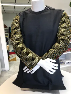 Men pullover Ankara shoulder zip shirt.