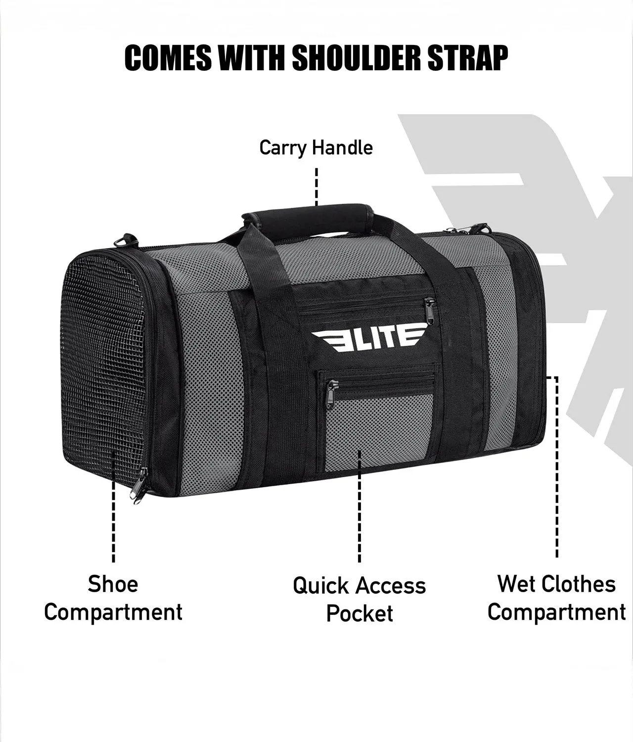 Mesh Gray Large Boxing Gear Gym Bag