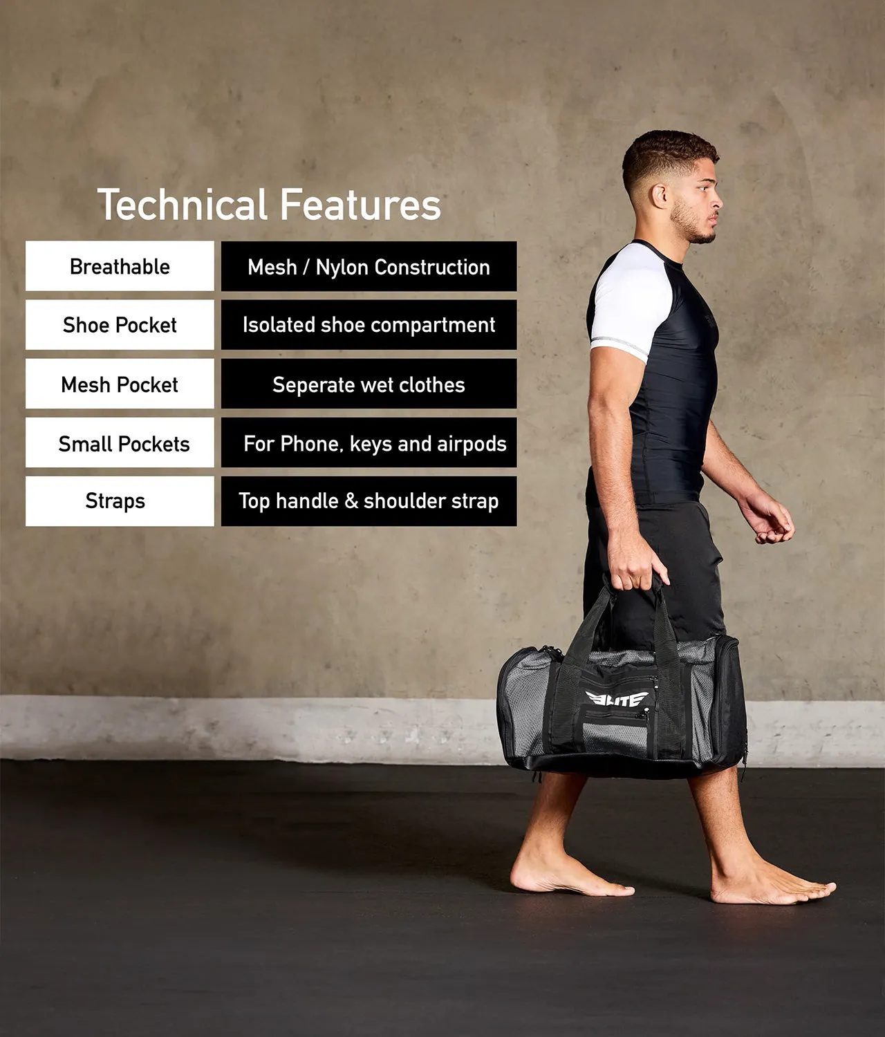 Mesh Gray Large Boxing Gear Gym Bag