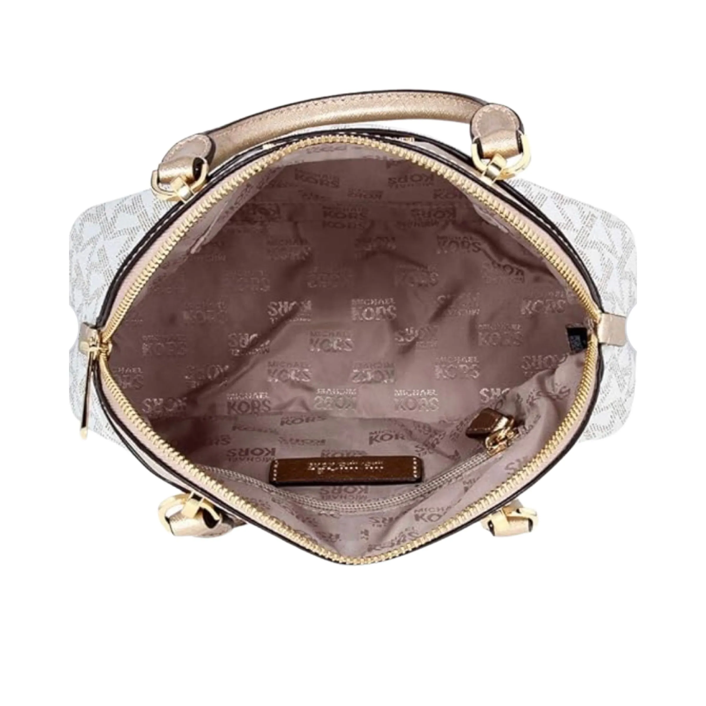 MICHAEL KORS Emmy Small Domed Satchel Handbag Cream/ Gold NWOT