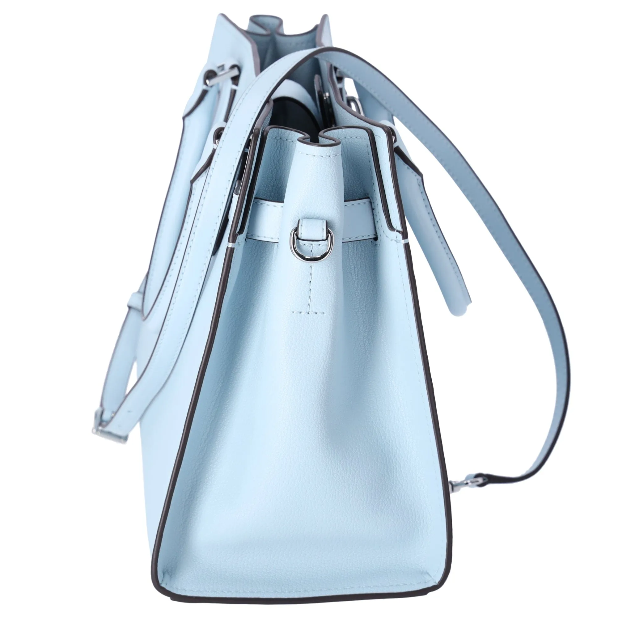 Michael Kors Hamilton Medium Leather Satchel Crossbody Bag Vista Blue