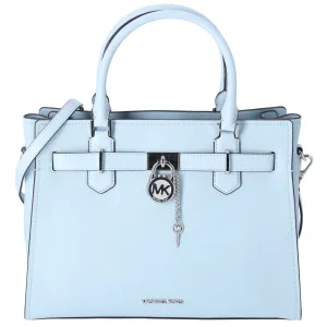 Michael Kors Hamilton Medium Leather Satchel Crossbody Bag Vista Blue
