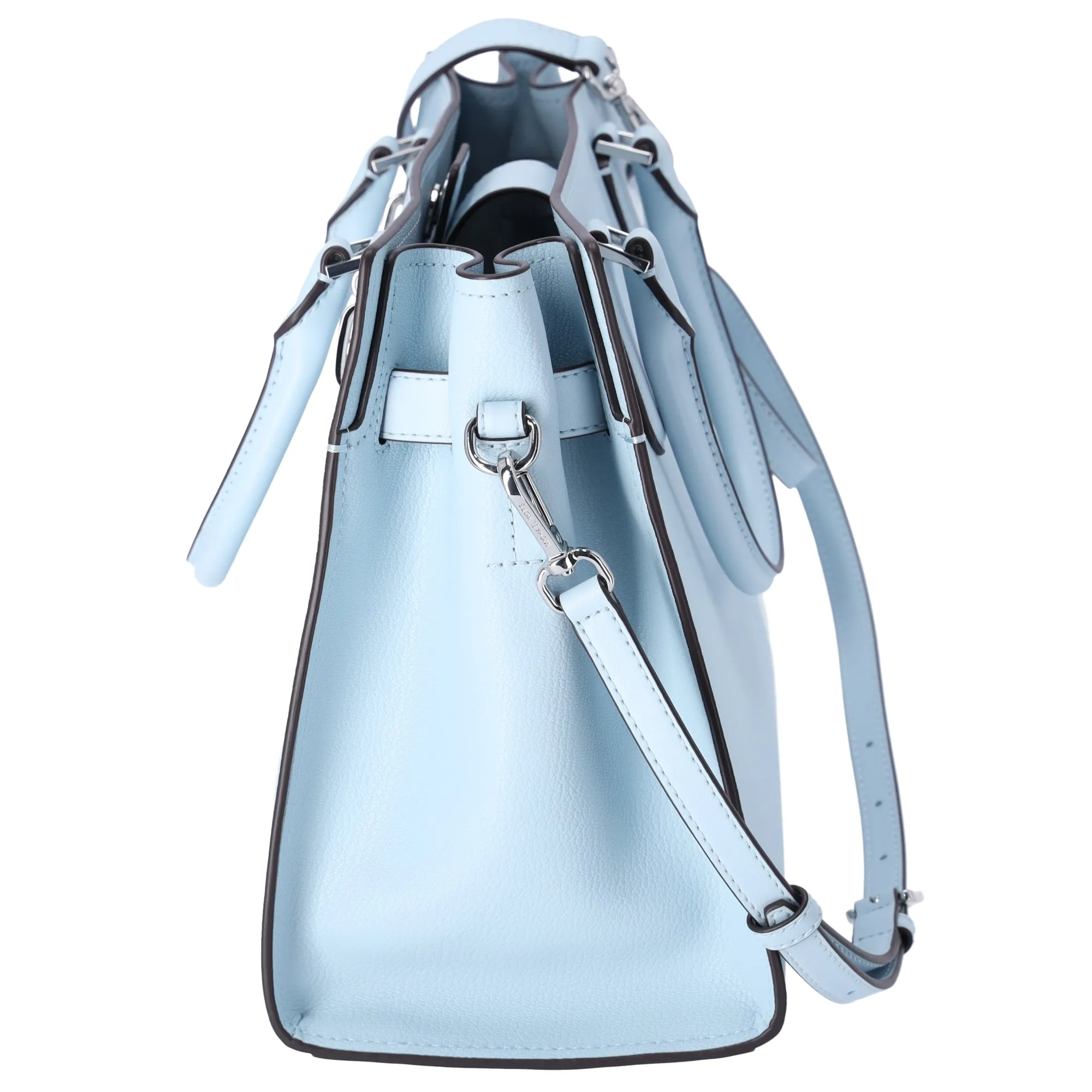 Michael Kors Hamilton Medium Leather Satchel Crossbody Bag Vista Blue