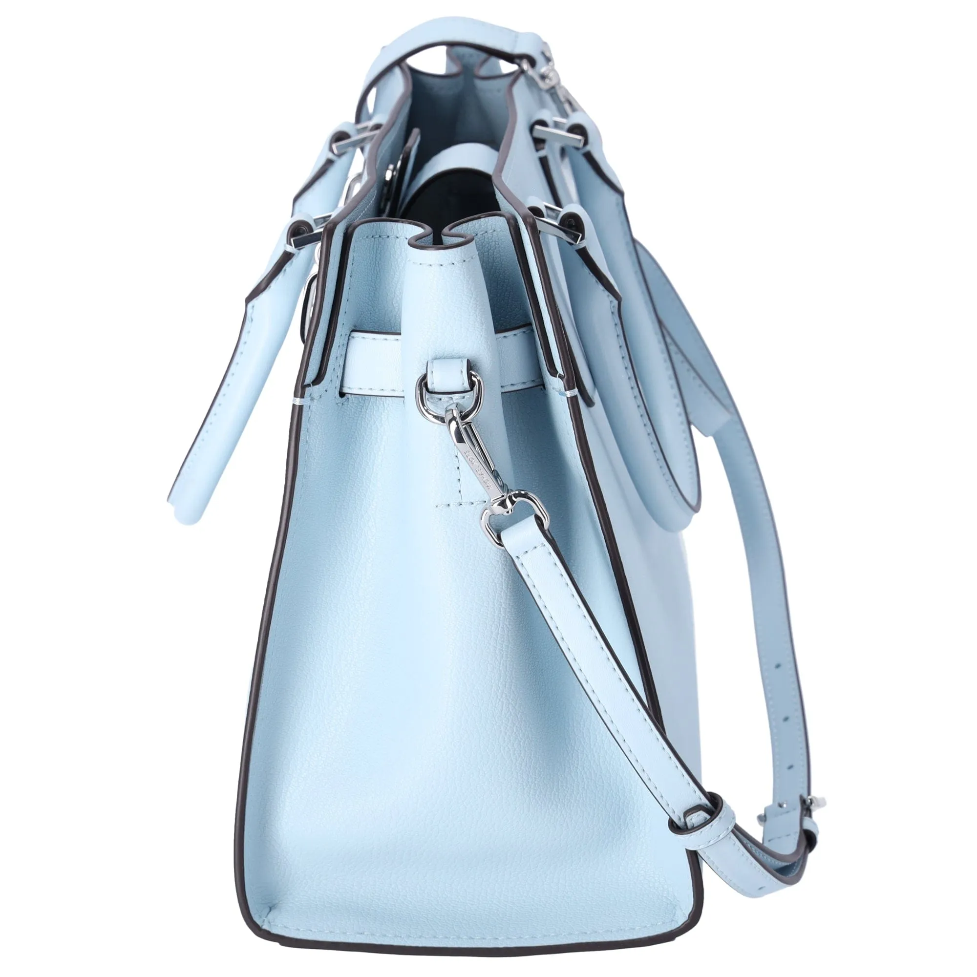 Michael Kors Hamilton Medium Leather Satchel Crossbody Bag Vista Blue