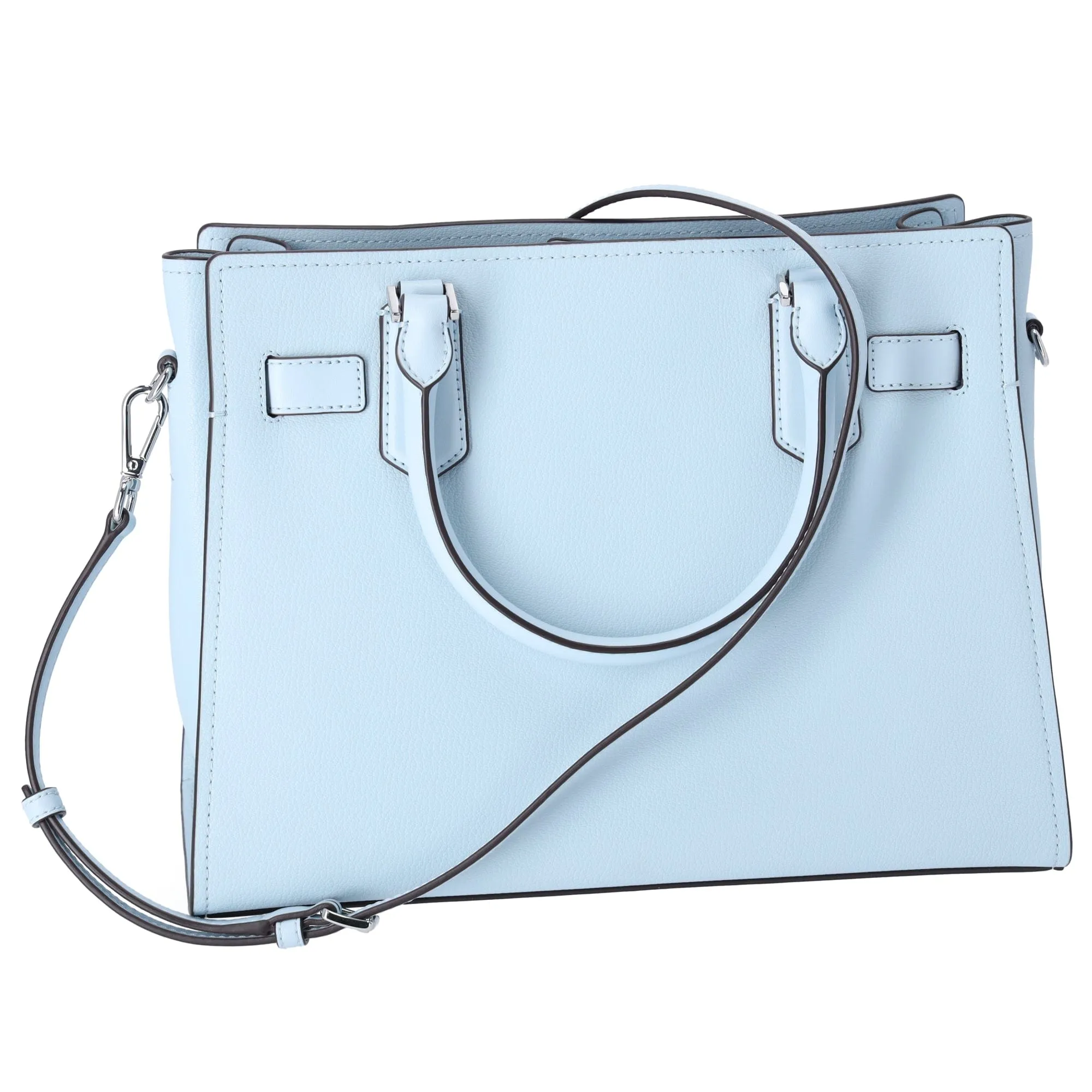 Michael Kors Hamilton Medium Leather Satchel Crossbody Bag Vista Blue