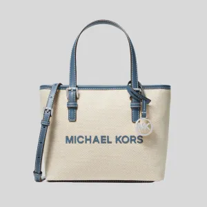 MICHAEL KORS Jet Set Travel Extra-Small Canvas Top-Zip Tote Bag Denim RS-35S4STVT0C