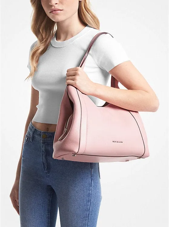 Michael Kors Rosemary Large Hobo Shoulder Bag Tote Pink Pebbled Leather