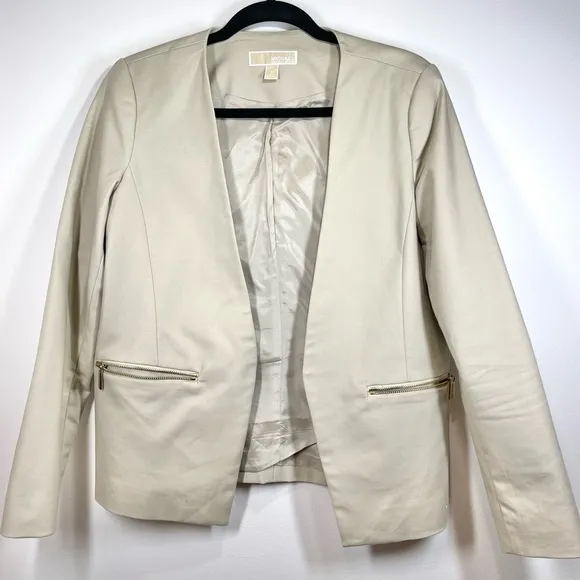 MICHAEL Michael Kors Women’s Nude Zipper-Pocket Cardigan Blazer Size 8